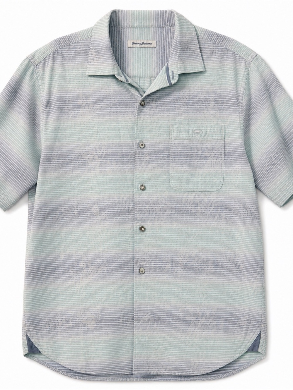 Tommy Bahama Blue Tropical Stripe Button Up Shirt Mens Large